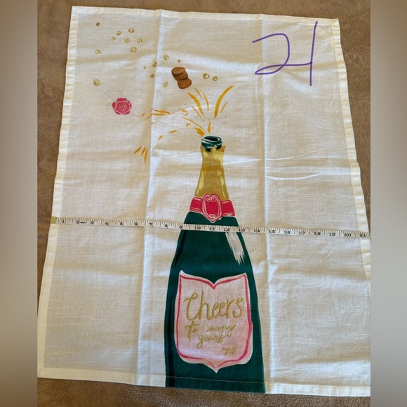 Anthropologie Festive Champagne Bottle Kitchen Towel NWOT Happy new Year! - Picture 5 of 6